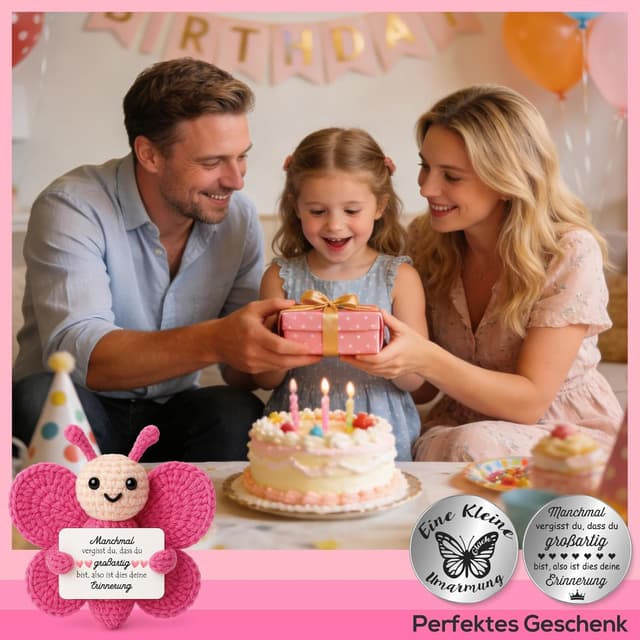 Thumbnail 6 de Tixlux Pocket Hug Positive Schmetterling – Strickfigur mit Umarmung-Glücksbringer (Einschulung, Gute Besserung)