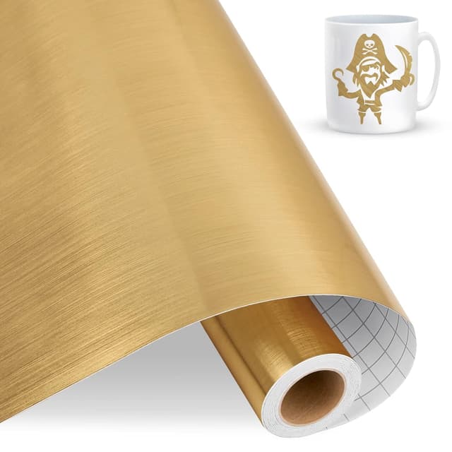 Detalle de IModeur gebürstete gold metallische Vinylfolie für Plotter – 12 x 15 Fuß (30,5 cm x 4,58 m) für Cricut & DIY
