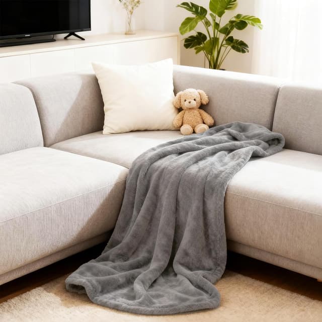 Thumbnail 4 de AiTodos® Couverture Polaire 150 x 200 cm Gris