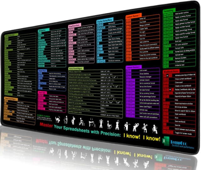 Detalle de Excel Cheat Sheet Desk Mat XXL 90x40 cm