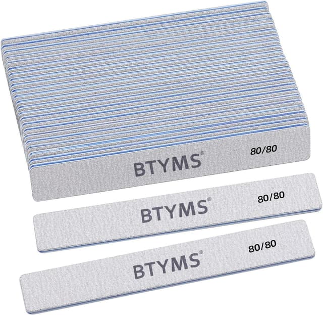 Detalle de BTYMS 80/80 Grit Double-Sided Nail File (Professional Emery Board) — 25-Pack for Acrylic & Gel