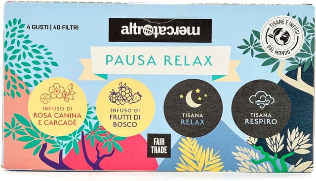 Detalle 2 de Cofanetto Pausa Relax Altromercato con infusi e tisane alle erbe (40 bustine)