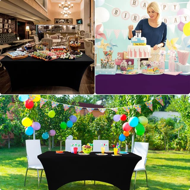 Detalle de BDDC 4ft Fitted Burgundy Spandex Table Cover (Stretch, Wrinkle-Resistant, Washable)