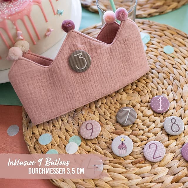 Thumbnail 3 de Papierdrachen Geburtstagskrone Musselin 40 cm 🎉