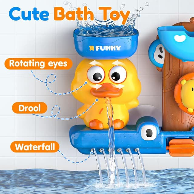 Detalle de KmmiFF Kids Bath Toys Duck Blue Set (Duck + Spoon) with Suction Cups
