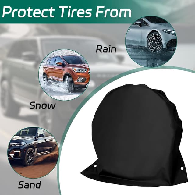 Detalle de BEASAFY 2er-Set Reifensäcke (27–29 Zoll) für Wohnwagen – wasserdichte Radabdeckung aus Oxfordstoff in Schwarz