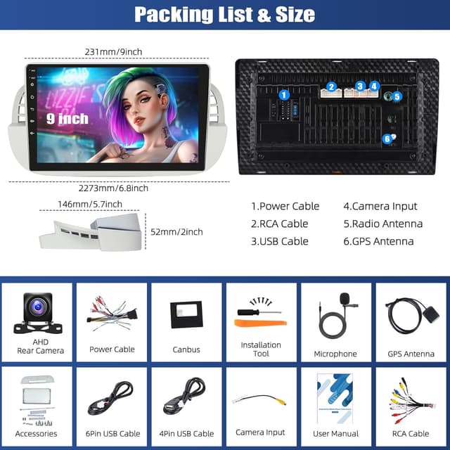 Thumbnail 2 de SIXWIN 2+64G Autoradio Android 13 9 Pollici