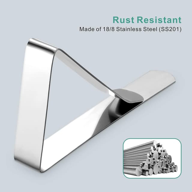 Detalle de Ponure 12-Pack Tablecloth Clips (Stainless Steel) for Picnic Tables, Weddings, and Buffets