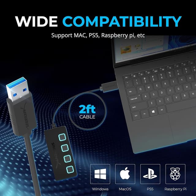 Thumbnail 2 de SABRENT HB-UMP3 Powered USB Hub 4-Port