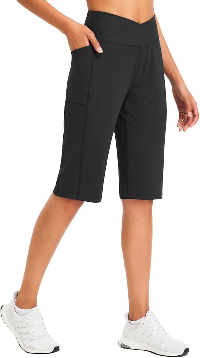 Detalle de baleaf Women’s Bermuda Long Shorts (14" Knee Length) High-Waisted Athletic Shorts with Pockets