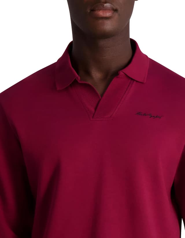 Detalle 2 de Karl Lagerfeld Mens Signature Logo Long Sleeve Polo