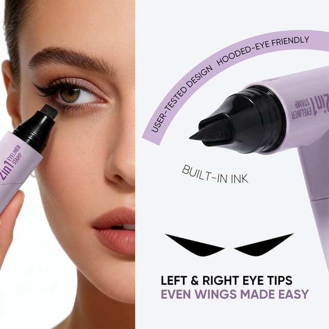 Detalle de 2CHILL 2er-Set drehbarer Eyeliner-Stempel (schwarz + braun), wasserfest & schweißfest