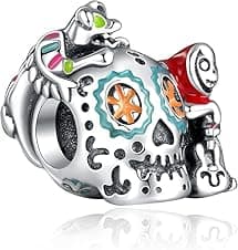 Detalle de TCZNAF Halloween-Charm mit leuchtender Skull-Emaille für 925er Silberarmbänder (Zirkonia, passend für Europa-Armbänder)