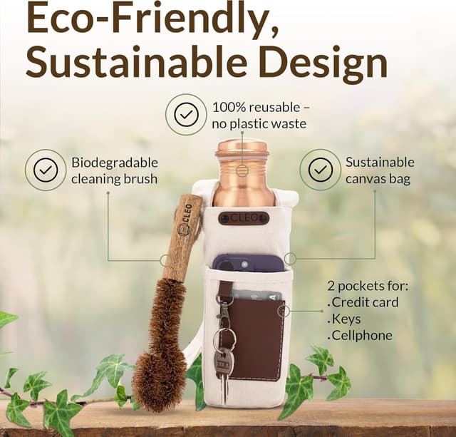 Thumbnail 6 de AVA DESIGNZ Hand Hammered Pure Copper Water Bottle 950 ml – leakproof BPA-free sports & gym bottle