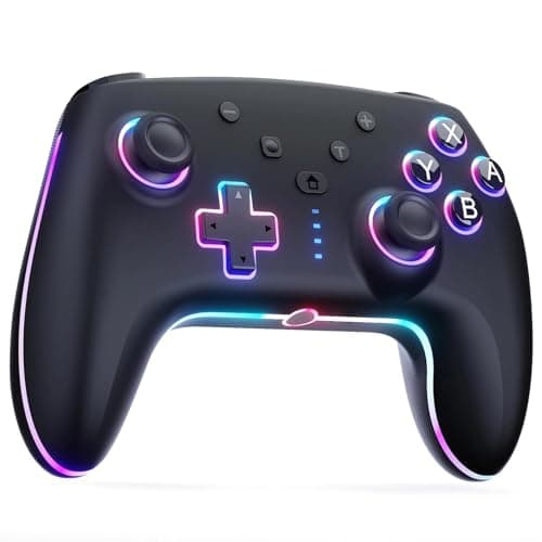 Detalle de RivalPlay Mando inalámbrico para Switch y Switch 2 con RGB, macro y turbo ajustable (Negro)