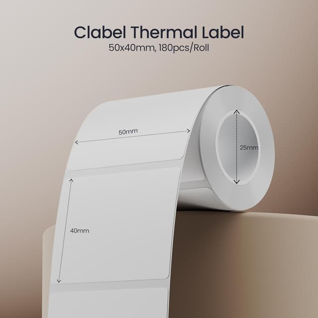 Detalle de CLABEL 6 rotoli nastro termico bianco 50x40 mm per stampanti di etichette