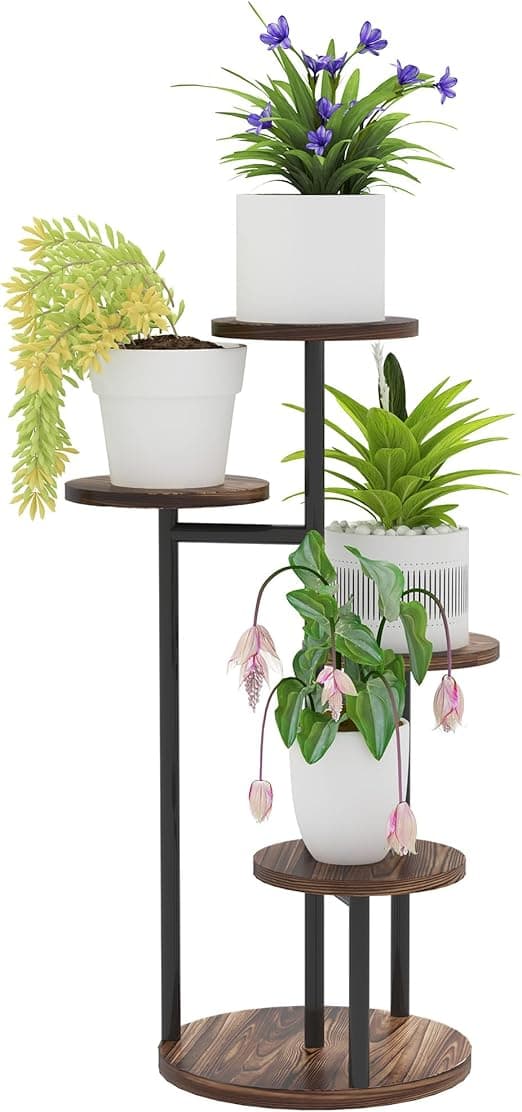 Detalle de Outsunny Estantería para Plantas 5 Niveles Madera y Acero 🌱