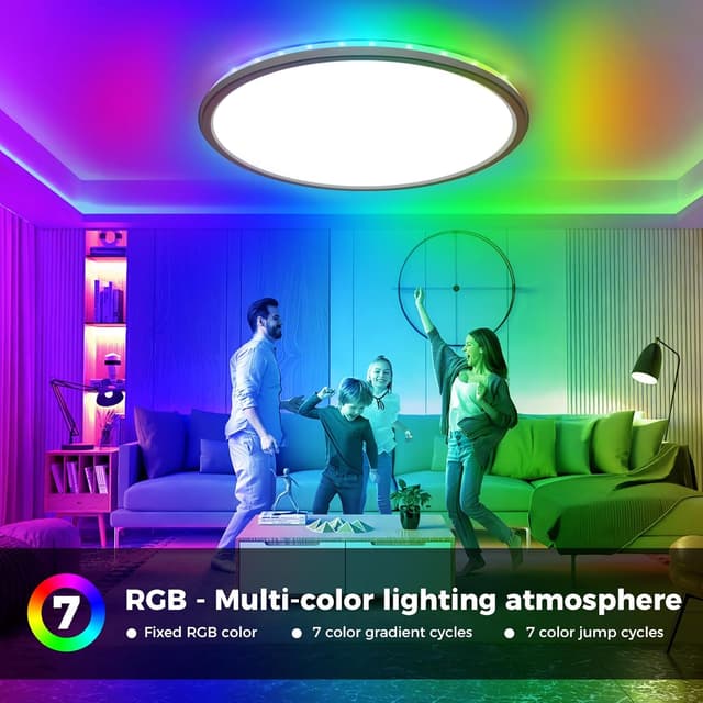 Detalle 2 de zemty LED Deckenleuchte 29 cm RGB