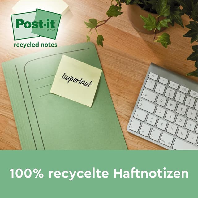 Detalle de Post-it Haftnotiz Recycling Z-Notes Mini Tower 100 Blatt 📝