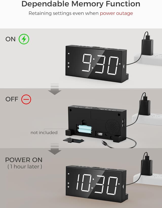 Thumbnail 5 de PPLEE Alarm Clock 2-Alarms LED Display ⏰