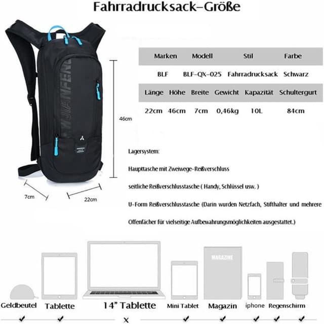 Thumbnail 5 de WINDCHASER Kleiner Fahrradrucksack Wander‑Rucksack