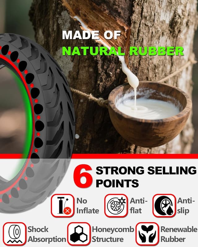 Detalle 2 de BABEJIA 2x E-Scooter Reifen 50/75-6.1 schlauchlos (8,5 x 2,0) für 8 1/2 x 2 Felgenbreite