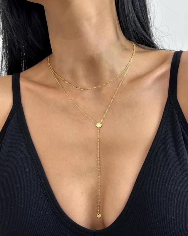 Detalle de TINGN Damen Halskette Gold vergoldet 14k mit Herz-Anhänger im Layering-Design