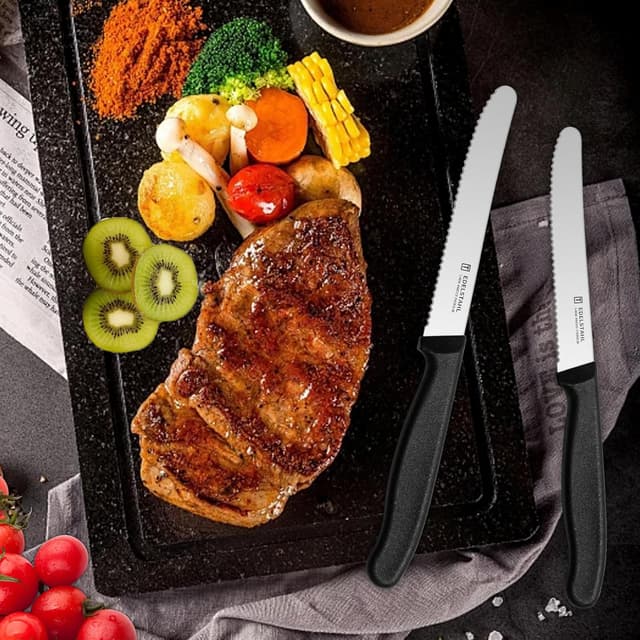 Thumbnail 6 de targzier Frühstücksmesser 6er-Set aus Edelstahl mit Wellenschliff und PP-Kunststoffgriff