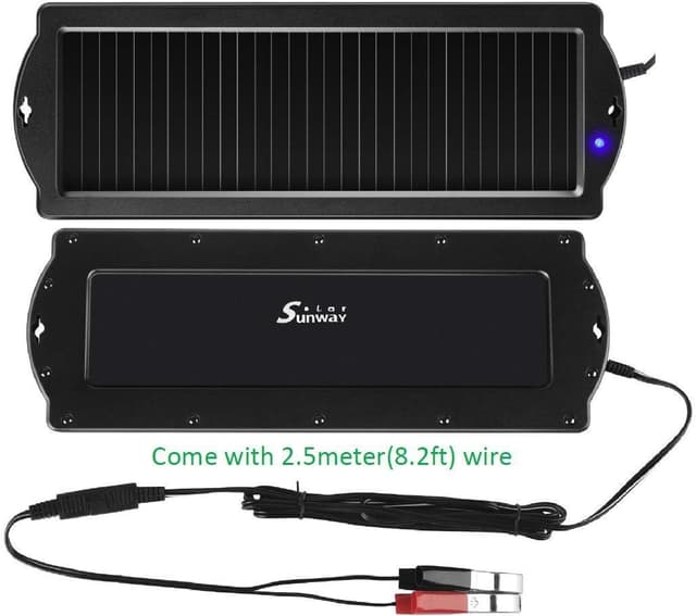 Detalle 1 de Sunway Solar Car Battery Trickle Charger & Maintainer (12V) with Cigarette Lighter Plug and Battery Clamps