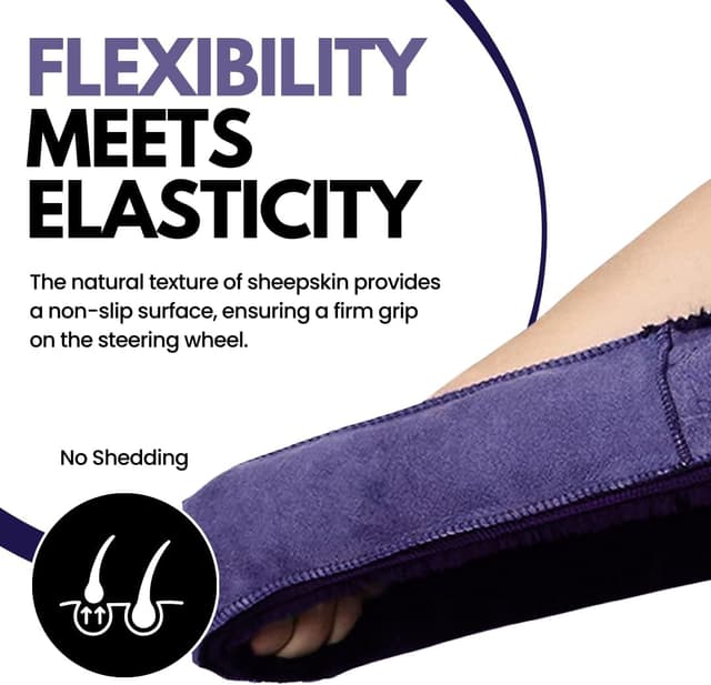 Detalle de Andalus Brands Luxury Fluffy Car Steering Wheel Covers (Genuine Merino Sheepskin) – Dark Purple Universal 14.5–15