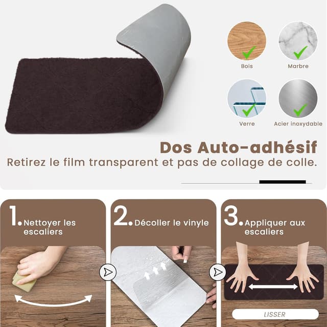 Thumbnail 4 de Homwiz tapis d’escalier antidérapant 55x19 cm
