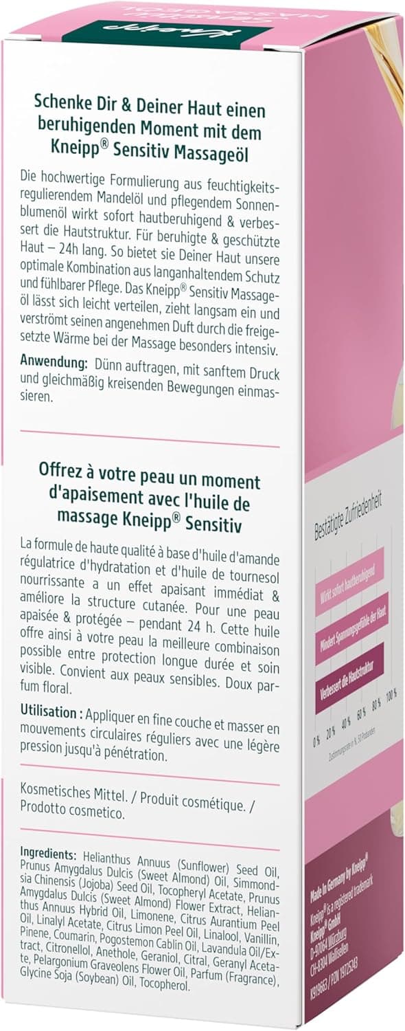 Detalle 2 de Kneipp Olio per massaggi sensistivi con olio di mandorle e pelli sensibili, 100 ml