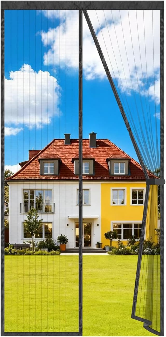 Detalle de Auxmir Fliegengitter Balkontür Magnet (90 x 190 cm) – Insektenschutz ohne Bohren, extra starke Magnete, Schwarz