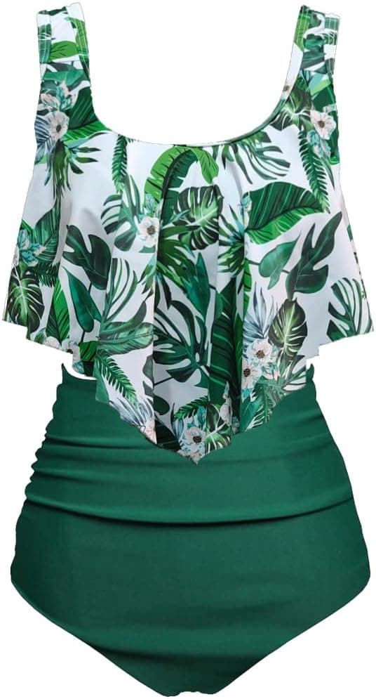 Thumbnail 6 de Maillot de bain femme Aidotop 2 pièces vintage à volants, taille haute floral