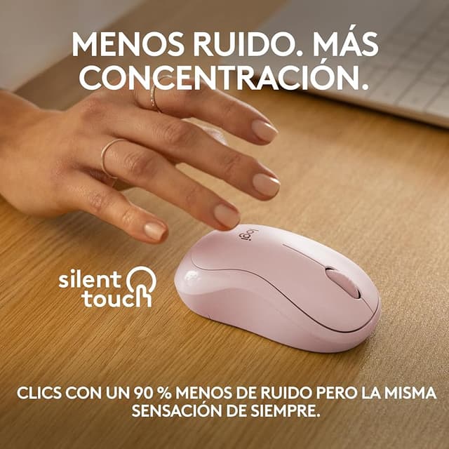 Detalle de Logitech M240 Silencioso Bluetooth, rosa — 18 meses de batería 🖱