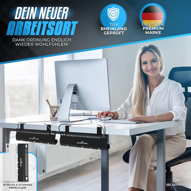 Thumbnail 6 de GELSENWERK Kabelkanal Schreibtisch 2er Set