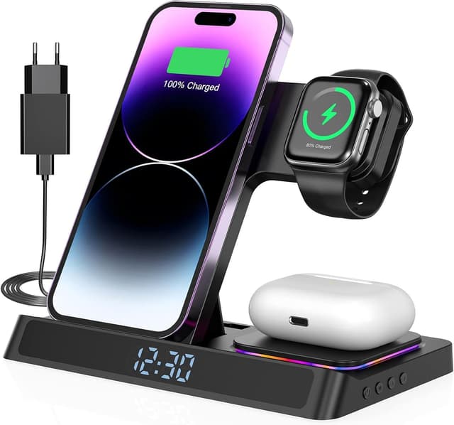 Detalle de Caricatore wireless 4 in 1 Qi per iPhone, Apple Watch e AirPods
