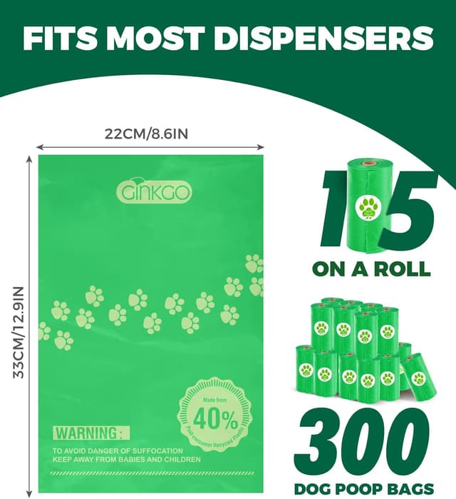 Detalle 2 de GINKGO Dog Poo Bags 300 pack, extra thick