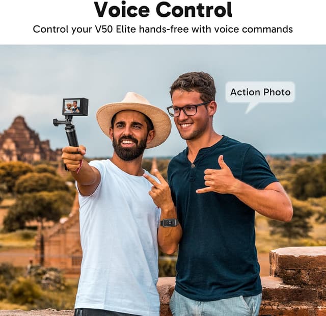 Detalle de AKASO V50 Elite Caméra Sport 4K 60fps 20MP WiFi, écran tactile, télécommande et commande vocale