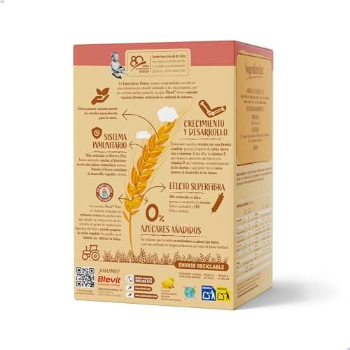 Detalle de Blevit Bibe 8 Cereales (500 g) – Papilla de 8 cereales desde los 5 meses con 14 vitaminas y minerales