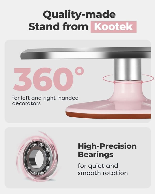 Detalle de Kootek 12-Inch Aluminium Alloy Revolving Cake Stand (360° Rotating Cake Turntable)