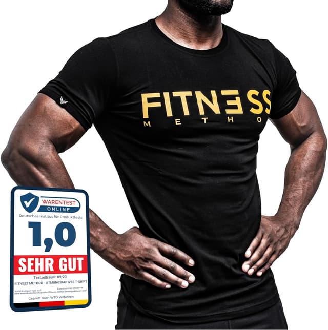 Thumbnail 6 de Fitness Method Herren Sport-T-Shirt Slim-Fit (95% Baumwolle, 5% Elastan) mit Rundhals