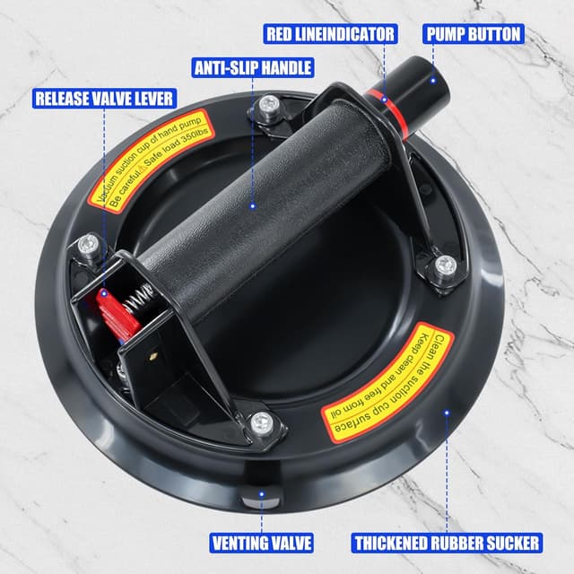 Detalle 2 de 8" Glass Suckers Lifters 200 kg heavy-duty suction cups