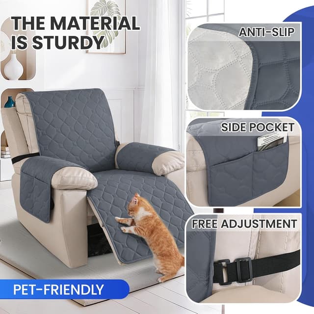 Detalle de Housse fauteuil relax inclinable électrique Ystyle 100% étanche, antidérapante, gris foncé (1 place)