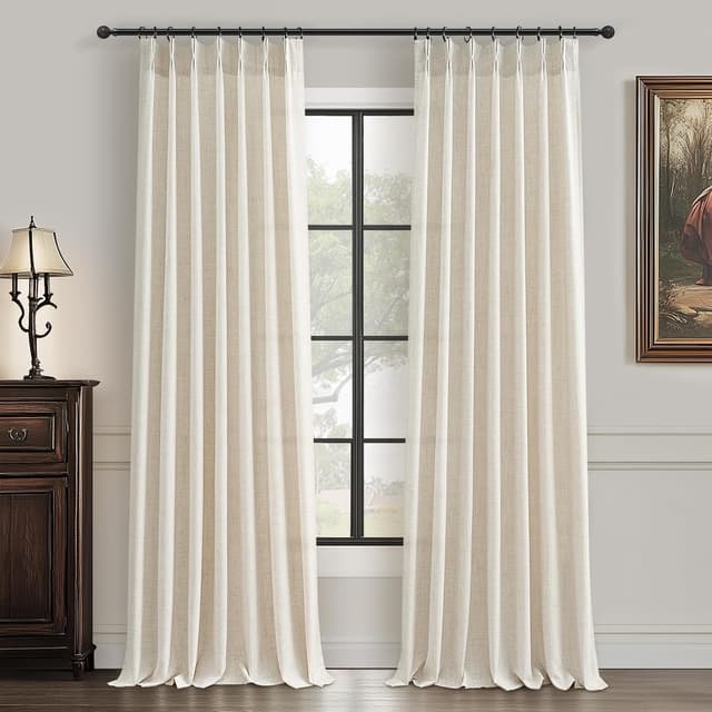 Thumbnail 5 de Pinch Pleated Linen Curtains 96 in Light-Filtering Drapes 🪟