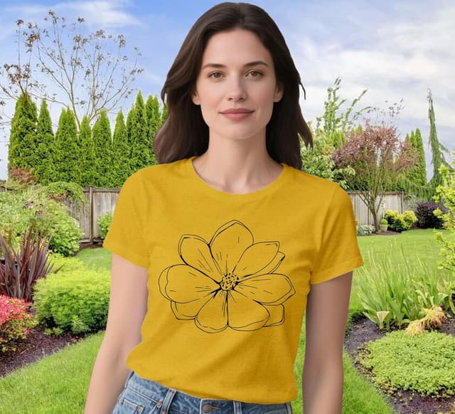 Detalle de Qskall Women’s Magnolia Floral Print T-Shirt (Plant Lover Tee)