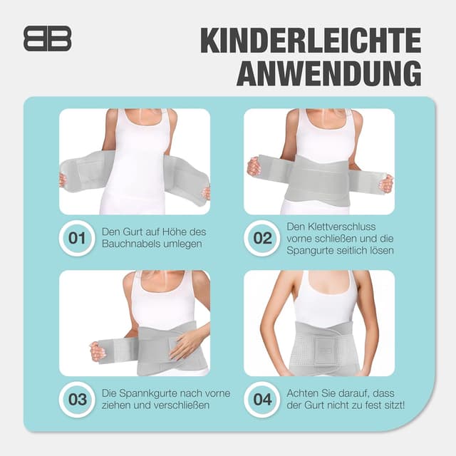 Detalle de BACK BODYGUARD Rückenstützgürtel für Lendenwirbel & Niere (Grau, L) – Orthogürtel bei Ischias