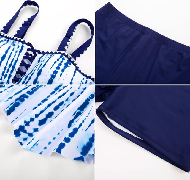 Detalle de Kate Kasin 2026 Tankini Two-Piece Tummy Control Swimsuit with Floral Swim Top & Modest Shorts