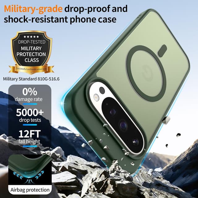 Detalle de Jshru Magnetic Case for Google Pixel 9 & Pixel 9 Pro (Sage Green) with Magsafe support