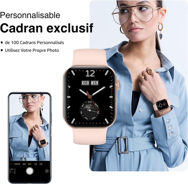 Detalle 2 de Montre connectée ASEEYIRJ P2 (1,85") avec appels Bluetooth, 140+ modes sportifs et suivi santé IP68